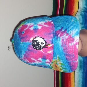 Hippie Tie Dye Embroidered Adjustable Yin/Yang Strapback Skater Hat Cap